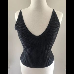 Cache V neck&back sequins Black top